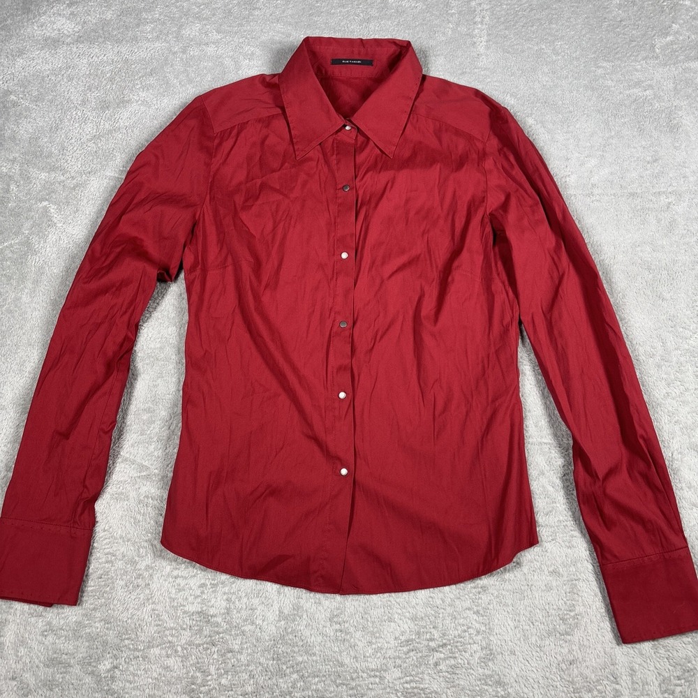 Elie Tahari Women's Dress Shirt Slim Fit Red Long Sleeve Button Down *READ*
